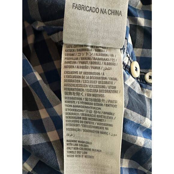 Abercrombie & Fitch Long Sleeve Blue Plaid Button Down Muscle Shirt XXL Shrunken - Picture 5 of 5